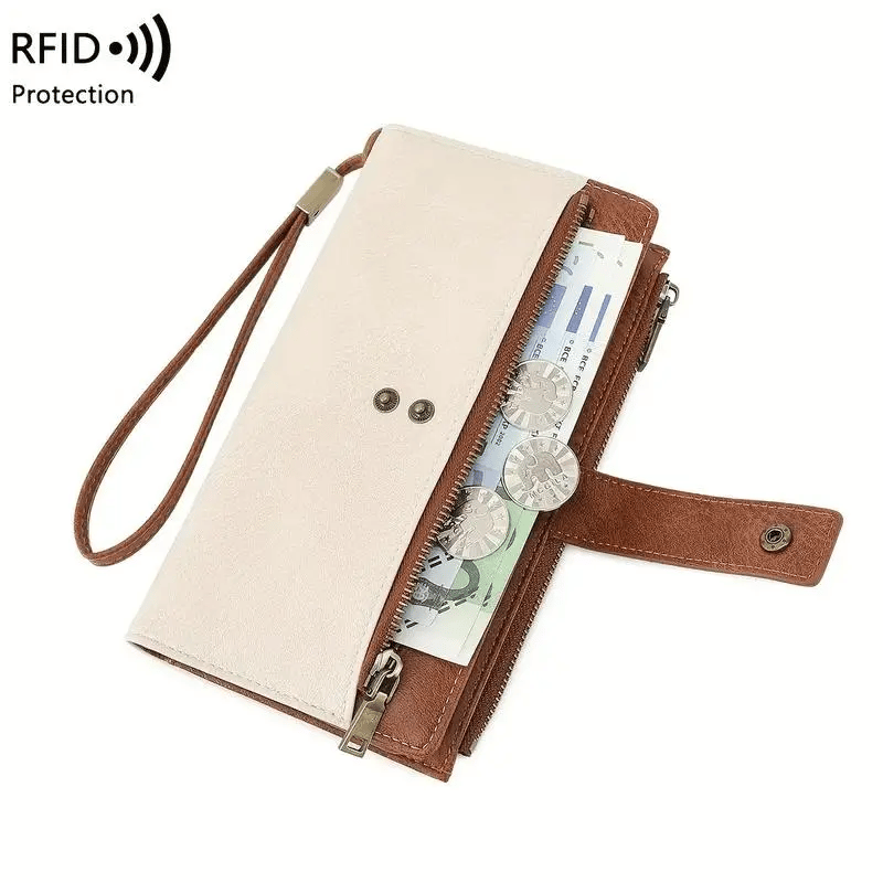 🔥Last Day 49% OFF-Women's long wallet, stylish clutch, elegant solid color RFID blocking leather wallet