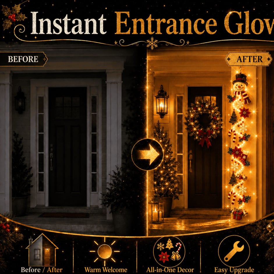 ⏳ Last Day 49% OFF – 🎄MerryCascade™ Glowing Christmas Door Hanger | 6 Festive Lighted Designs with Warm Glow, Dimensional Details & Space-Saving Vertical Décor ✨