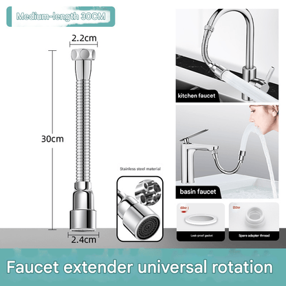 360° Swivel Faucet Extender with Anti-Splash Nozzle — Water-Saving Adapter for Kitchen & Bathroom