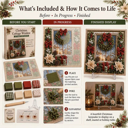 🔥 LAST DAY 49% OFF – 🎄🧵 Premium 3D Christmas Fabric Poke Art Kit | No-Sew Holiday Craft with Pre-Punched Board, Fabric Squares & Display Stand 🎅✨