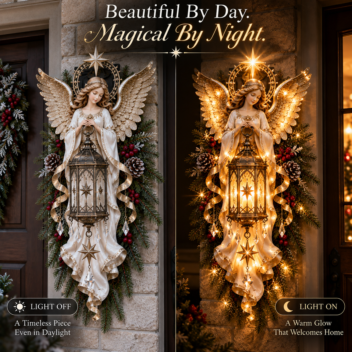 ✨ Angel Blessing Christmas Porch Light – A Warm Glow of Faith for Your Home