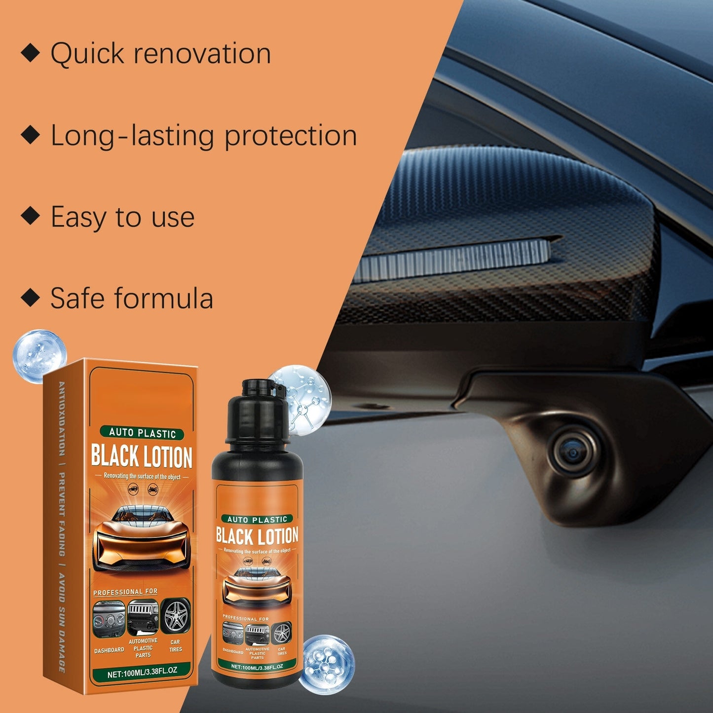 Bestjas Car Plastic Restorer Back To Black Gloss Car Cleaning Products Plastic Leather Restore Auto Polish and Repair Coating Renovator 100ml