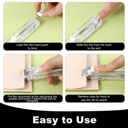 🎁Last Day 50% OFF  Portable Binder Clip Stapler - Includes 50 reusable clips
