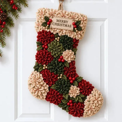 🎄✨Christmas Fabric Flower Door Hanging DIY Kit – Layered Holiday Décor