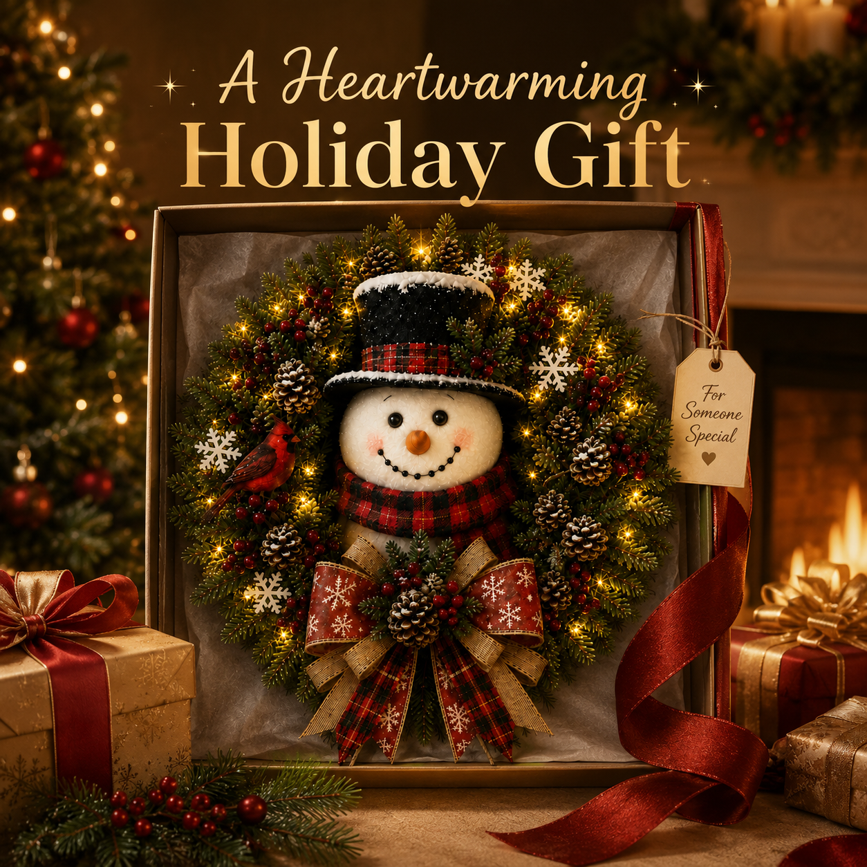 ✨✨Hot Sale 40% OFF⛄ Snowman Lighted Christmas Wreath™ – Festive Holiday Door Decor