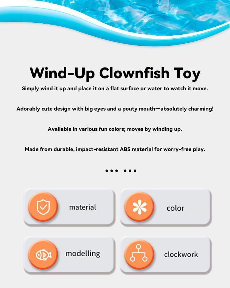🐟🪸Baby bath clownfish wind-up toy for bathing, children's chain toy for water play