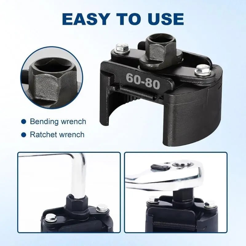Adjustable Oil Filter Wrench – Universal 60mm-80mm Cap Tool for Spin-On Filters
