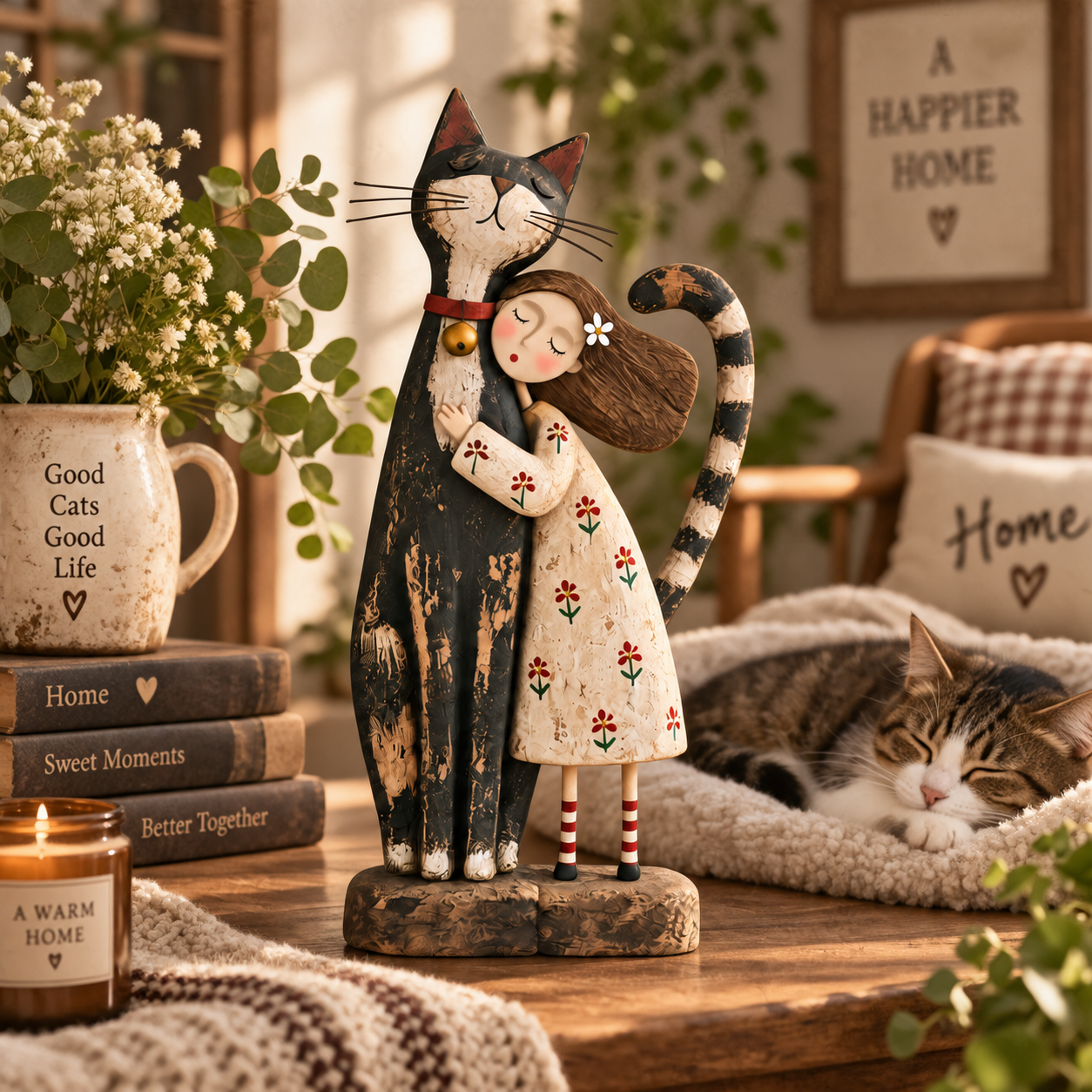 ❤️Girl & Her Best Friend Folk Art Figurine
