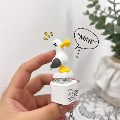 🕹️Seagull “MINE!” Button Keychain – Real Sound & LED Light 🎶💡