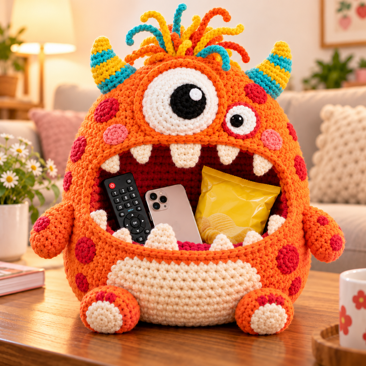🔥 Last Day 49% OFF-Clutter Munchers Hungry Monster DIY Crochet Storage Buddies 👾🧶