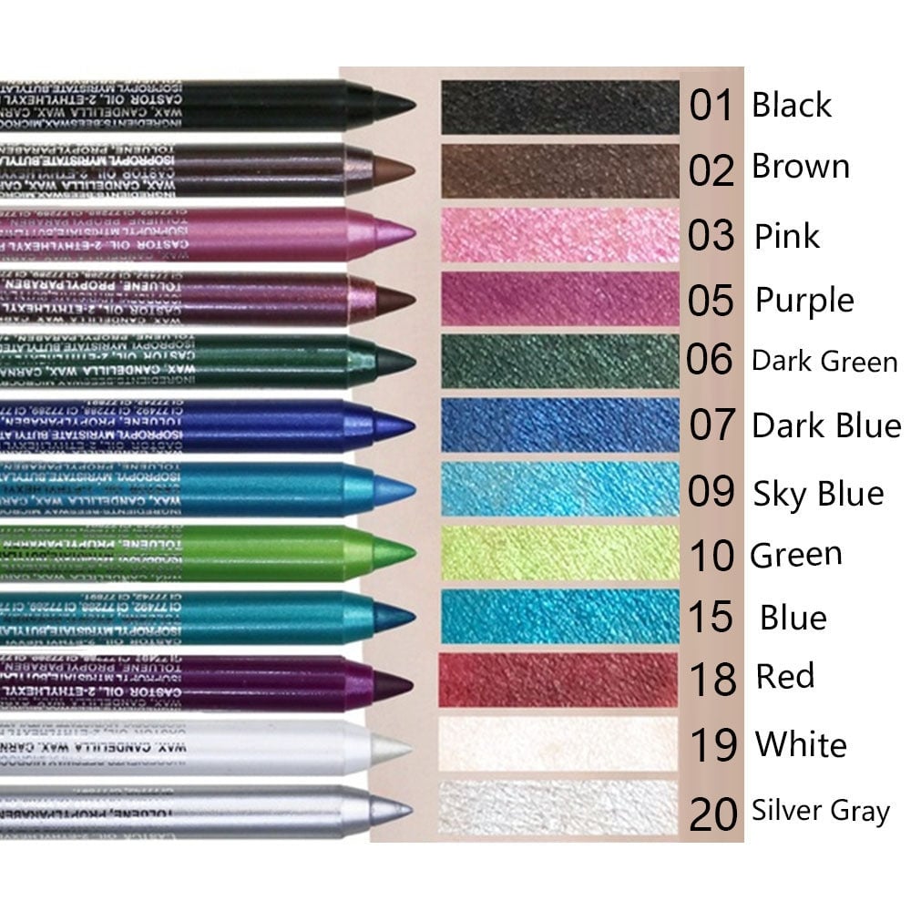 💧12-Pack Waterproof Colored Gel Eyeliner Pencil – Metallic & Shimmer Finishes, Smudge-Proof(Pencil sharpener color is random)