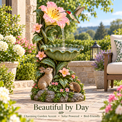 🐦✨ Hummingbird Blossom Glow™ – Solar Bird Bath Fountain & Lighted Garden