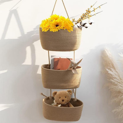 Decorative 3-Tier hanging organizer bag, over the door basket