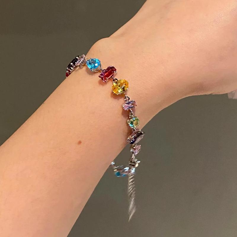 🌈 TODAY ONLY: BOGO 50% OFF! Rainbow Crystal Zircon Bracelet & Necklace for Women, S925 Sterling Silver Plated&nbsp;