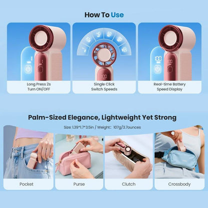 🥳2026 HOT SALE🥳💞50K+ SOLD!💨❄️ ! Turbo Handheld Fan – 16900 RPM, 6 speeds, LED display. 3000mAh battery, 10.7hrs cooling. Pocket‐sized power! 🌬️✨