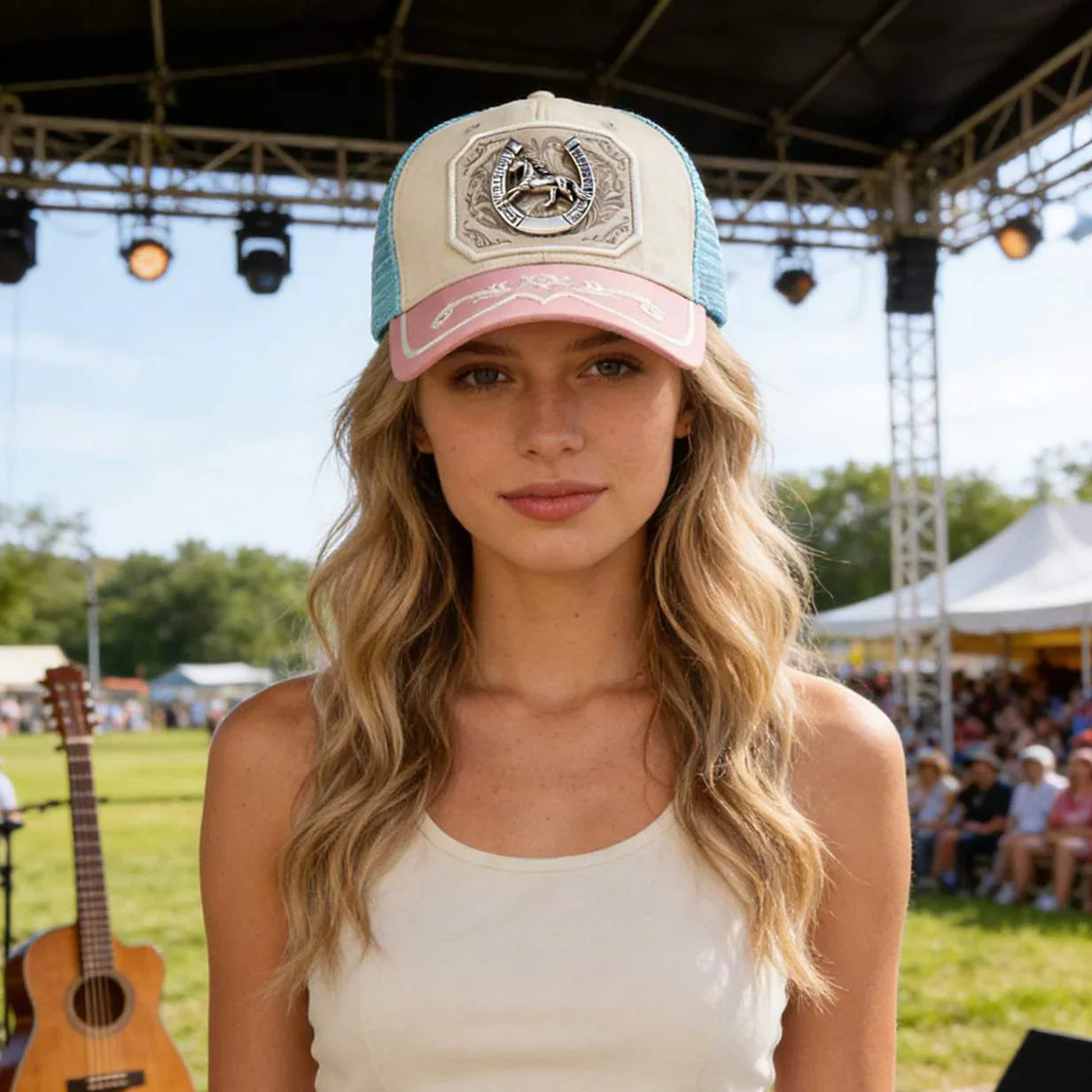 🔥Last day 60% off- Western trucker cap with unique embroidery and pin