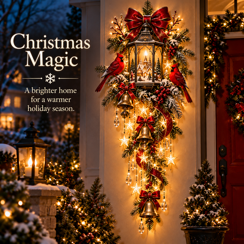 🎄 Cardinal Blessing Lantern Starfall Wall Light — Bring Warmth, Joy & Christmas Magic Home ✨