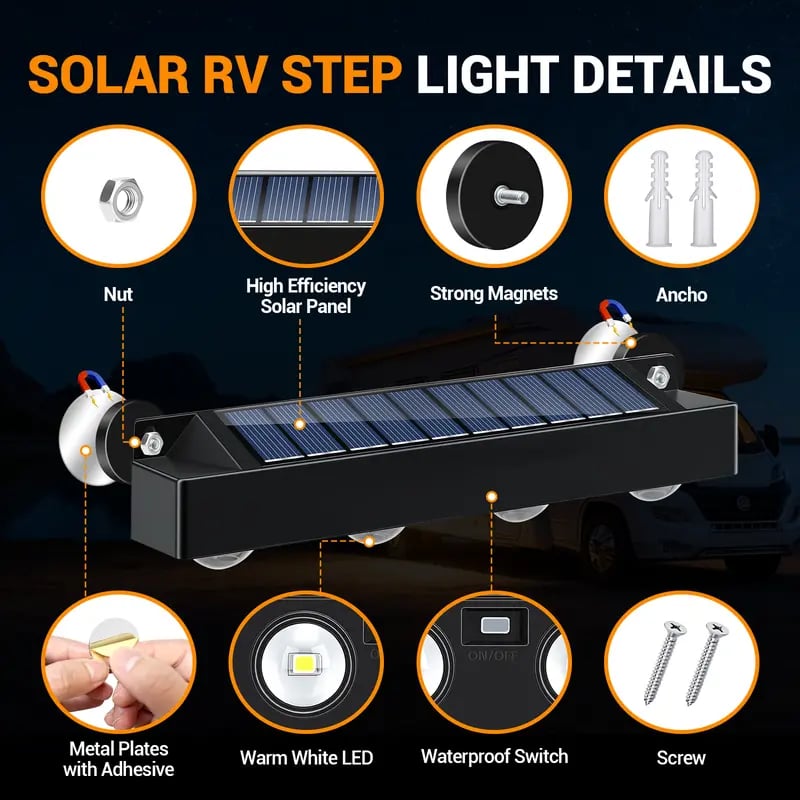 Magnetic Solar RV Step Lights Outdoor Waterproof IP65
