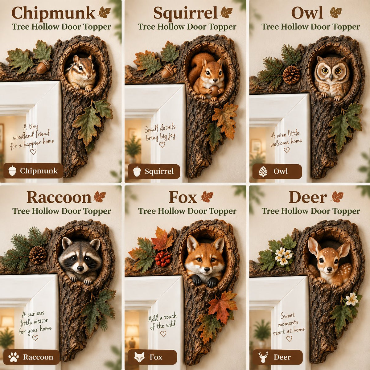 ⏰LAST DAY 50% OFF 🐿️ 3D Chipmunk Tree Hollow Door Topper | Woodland Animal Doorway Decor For Cozy Nature Homes