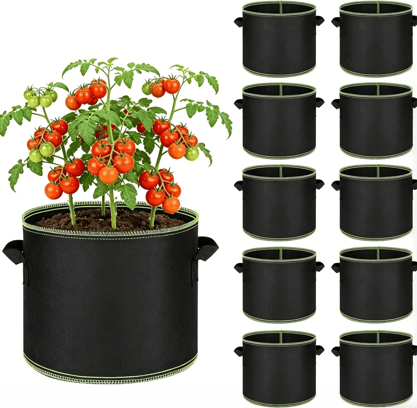 ⭐🌱 5-Pack 5 Gallon Grow Bags – Heavy Duty Aeration Fabric Pots with Handles for Vegetables, Flowers & Fruits 🪴