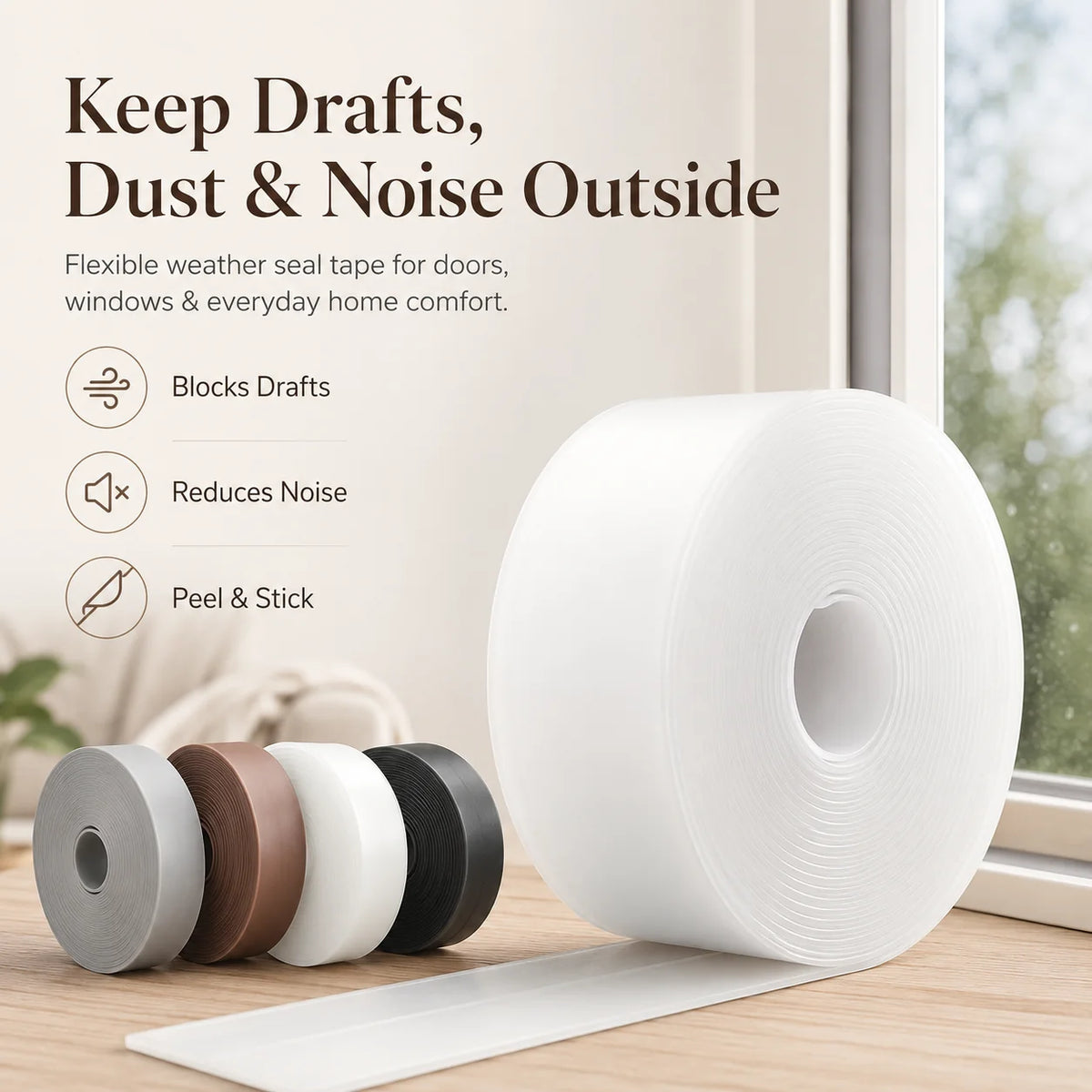 ❄️ 50% OFF!16.4Ft Door Weather Stripping | Adhesive Draft Stopper Seal Strip for Doors, Windows & Shower Doors