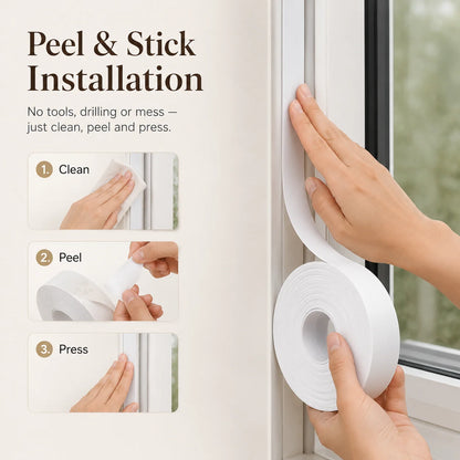 ❄️ 50% OFF!16.4Ft Door Weather Stripping | Adhesive Draft Stopper Seal Strip for Doors, Windows & Shower Doors