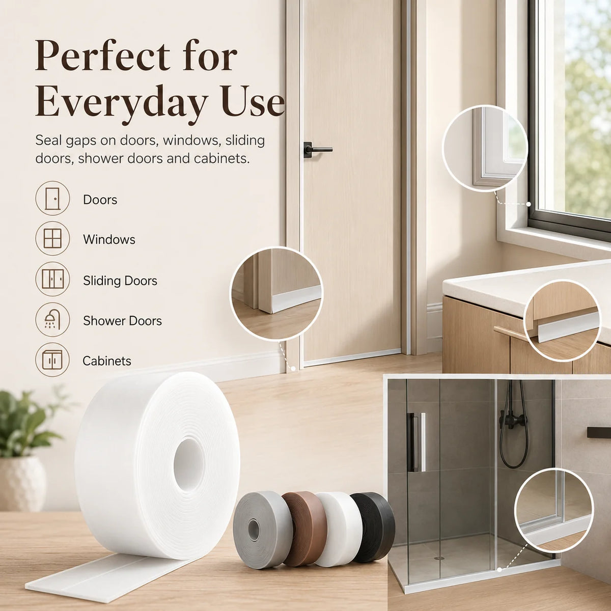 ❄️ 50% OFF!16.4Ft Door Weather Stripping | Adhesive Draft Stopper Seal Strip for Doors, Windows & Shower Doors