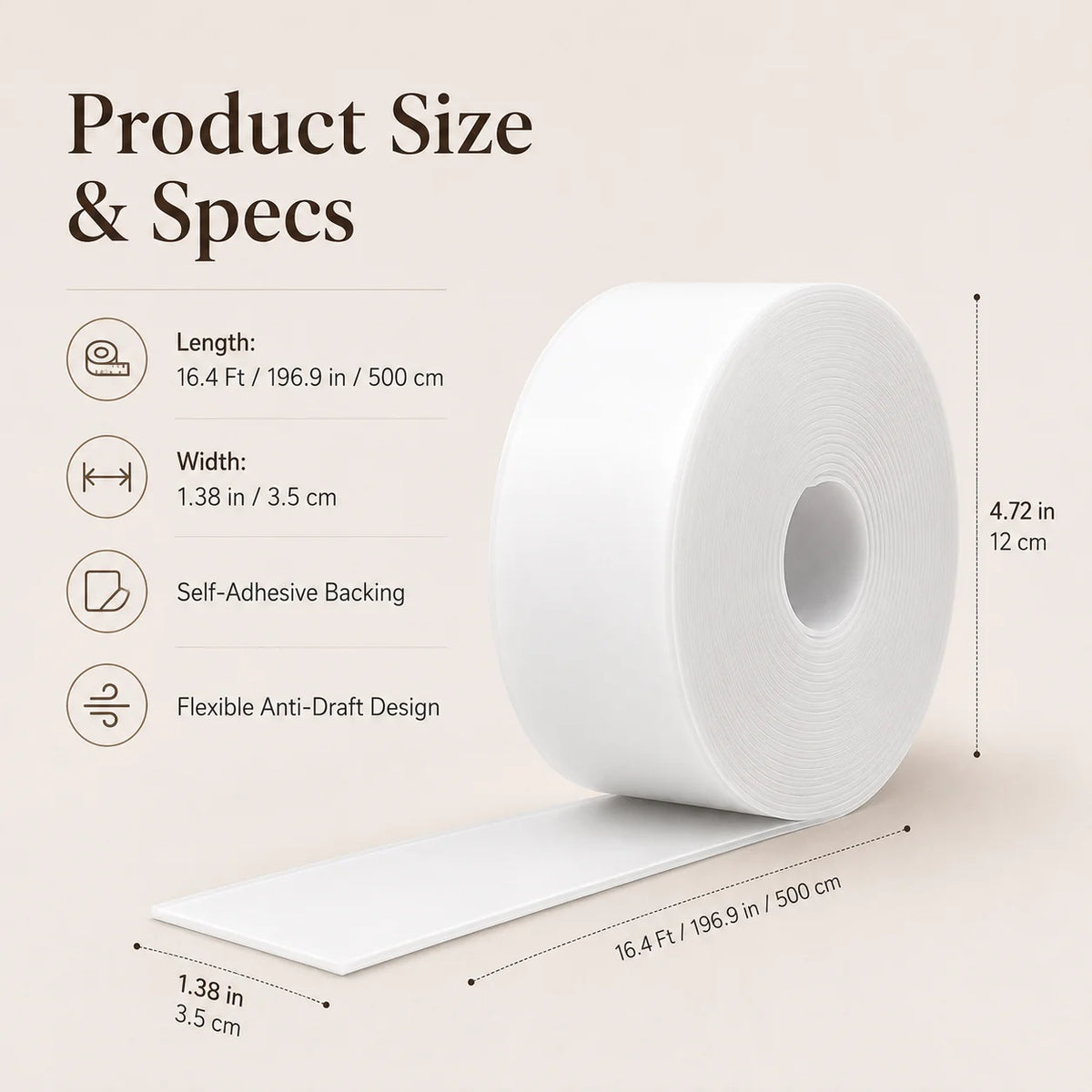 ❄️ 50% OFF!16.4Ft Door Weather Stripping | Adhesive Draft Stopper Seal Strip for Doors, Windows & Shower Doors