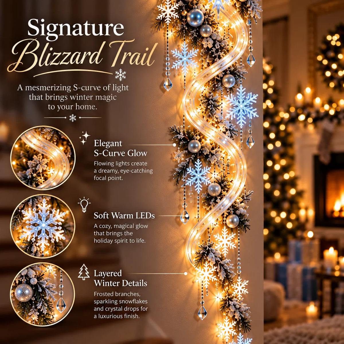 🔥Last Day 49% OFF🔥❄️ Giant Snowflake Blizzard Trail™- Let the Snowstorm Glow Indoors🚚