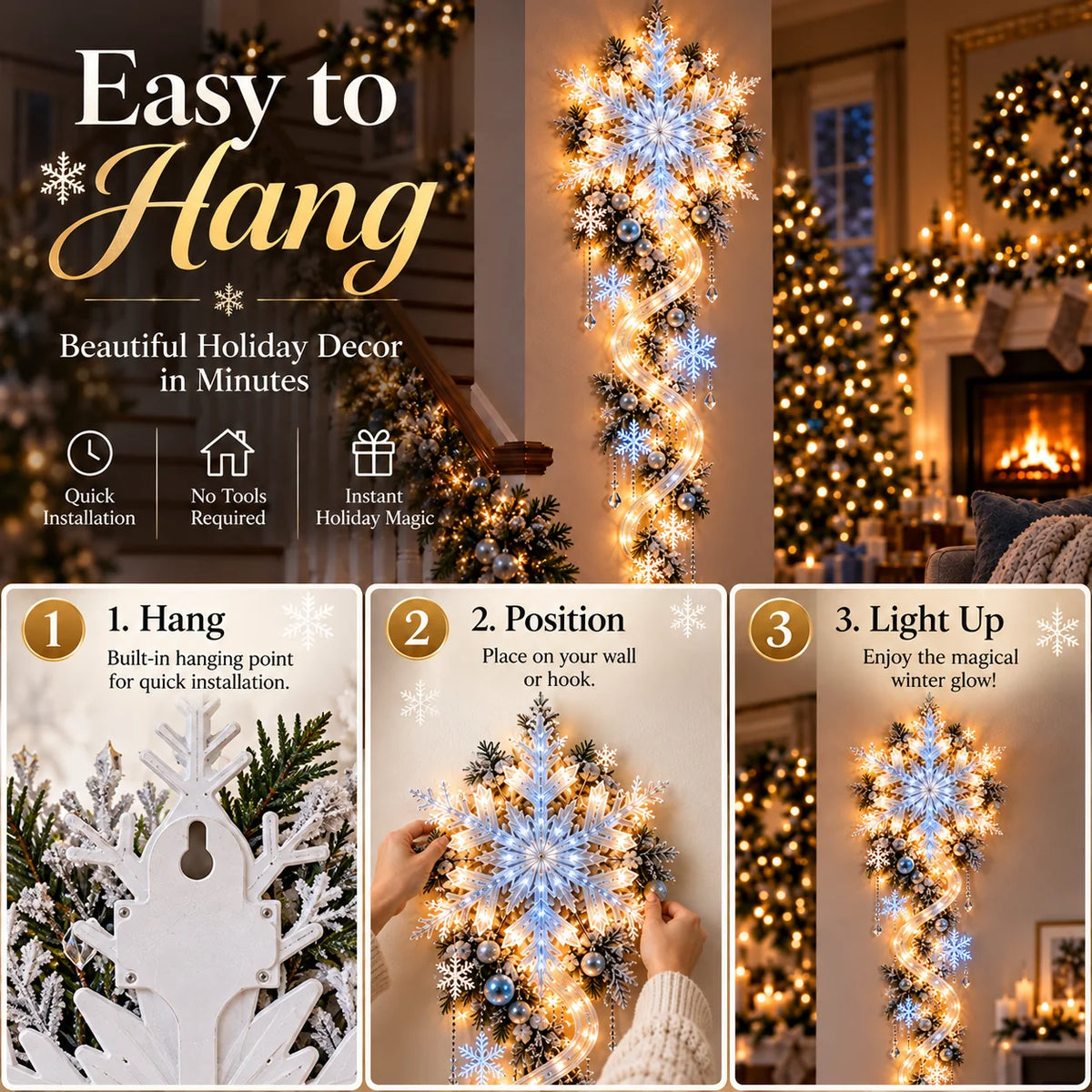 🔥Last Day 49% OFF🔥❄️ Giant Snowflake Blizzard Trail™- Let the Snowstorm Glow Indoors🚚