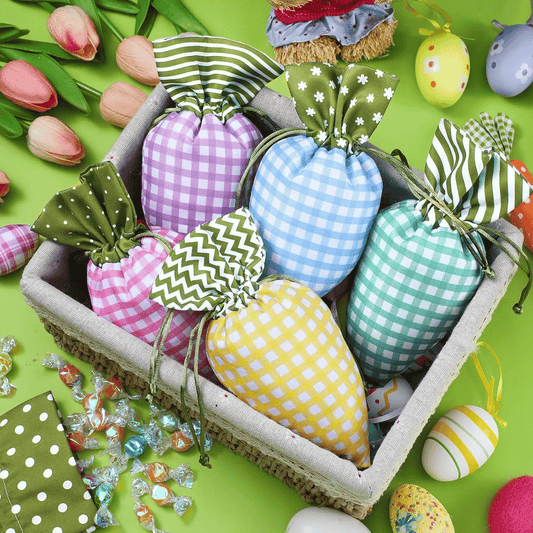 8/12/24Pcs Easter Carrot Drawstring Bags, Candy Gift Bags for Party & Egg Hunt