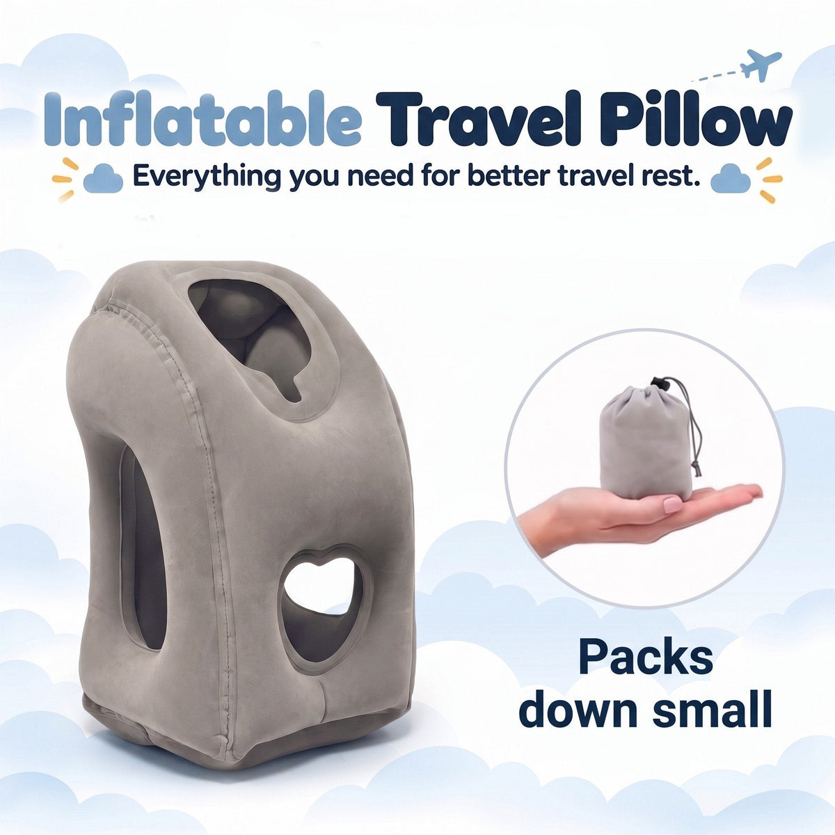✈️ Inflatable Travel Pillow – Full Upper Body Support for Comfortable Rest