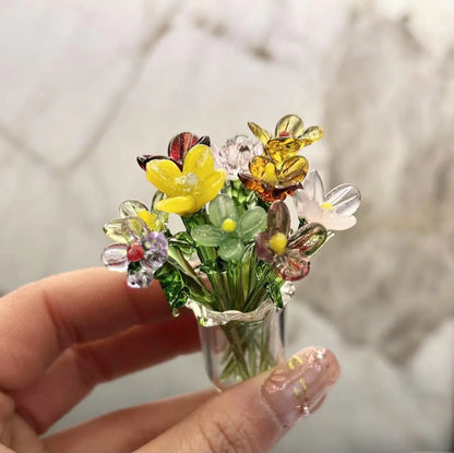 🔥⚡Flash Sale🌸✨Mini Glass Flower Ornament Crafts Artificial Flower Floral Figurine🌿💐