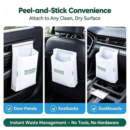 🗑️ 20-Pack Self-Adhesive Car Trash Bags – Waterproof Disposable Cleaning Bags