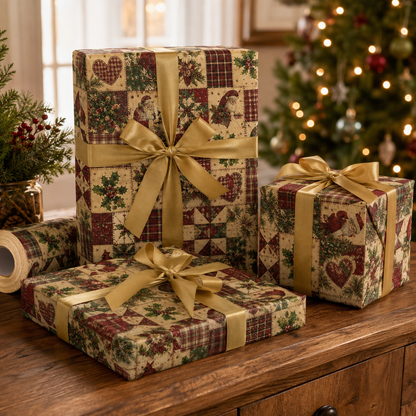 🎄Vintage Christmas gift wrapping Kraft paper, 43cm x 5 m Recyclable Kraft