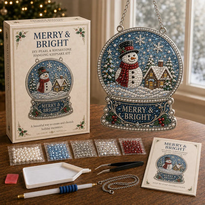 ⏳ Last Day 49% OFF – 🎄Beginner-Friendly Christmas Memories Pearl & Rhinestone DIY Kit | 6 Festive Hanging Designs with Printed Base, Pearls, Rhinestones, Tools & Hanging Chain Included 💕
