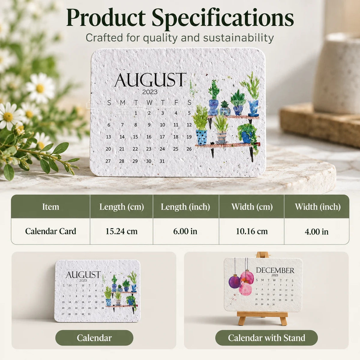 🌱Eco-Friendly Plantable “Timeless” Seed Calendar 2027🍀
