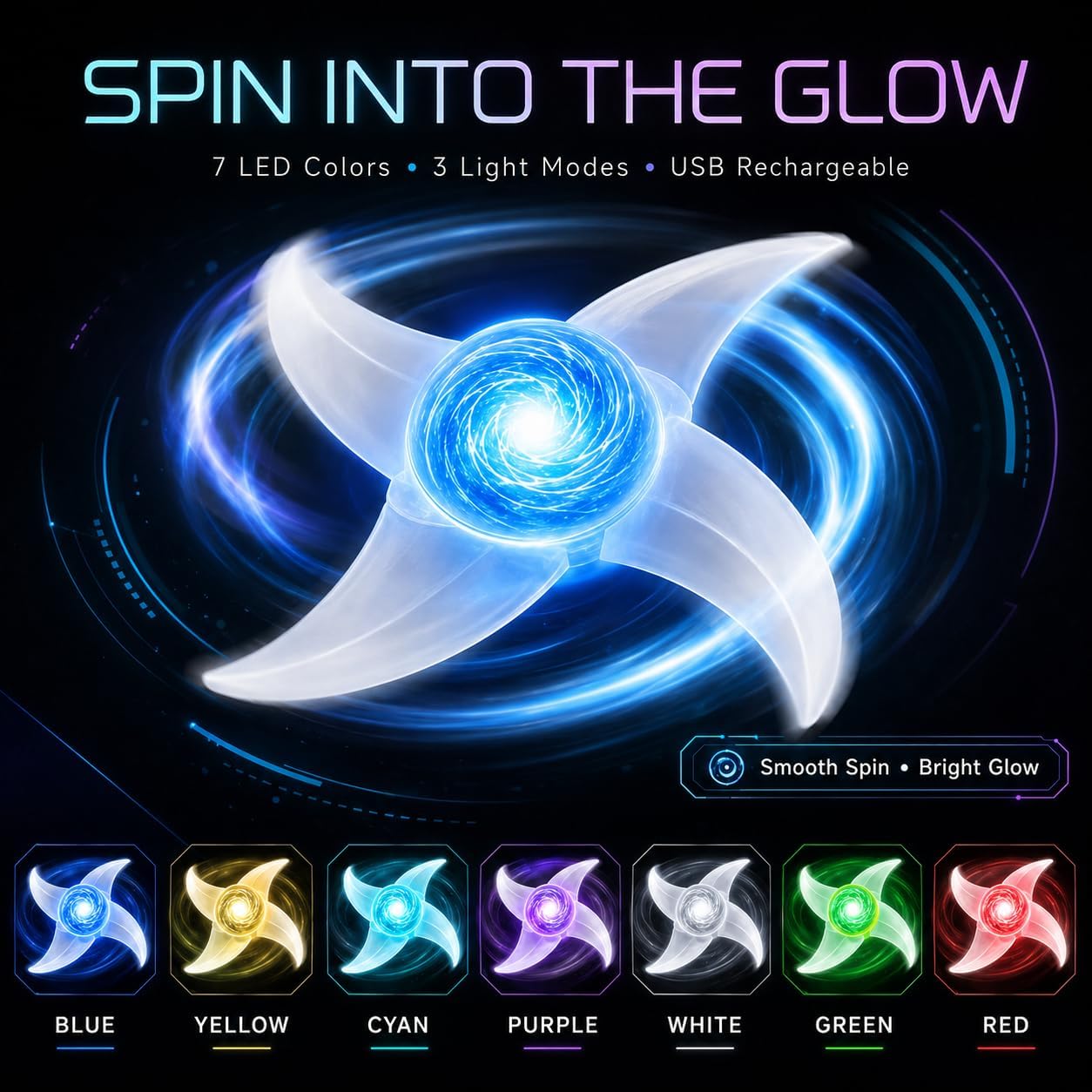 LED Rasenshuriken Fidget Spinner — Spin, Glow & Bring Your Energy to Life ⚡
