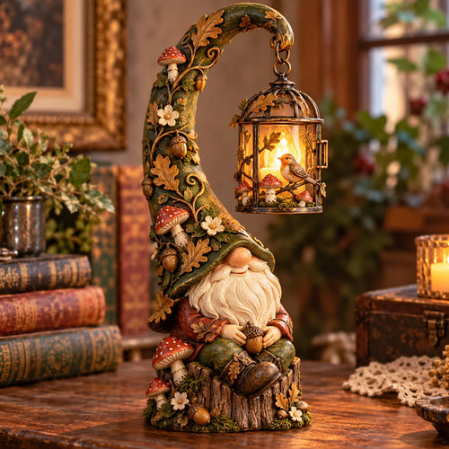 ✨Last Day 49% OFF✨Enchanted Forest Gnome Lantern – Woodland Bird & Mushroom Lighted Decor
