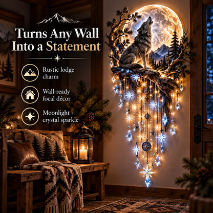 🐺🌕 Wolf Howling Moon Starfall Wall Light – Bring the Wild Home🚚