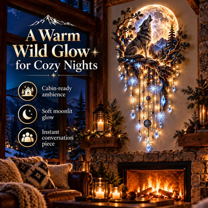 🐺🌕 Wolf Howling Moon Starfall Wall Light – Bring the Wild Home🚚