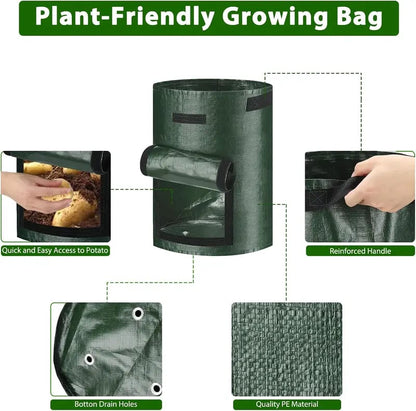 🥔 10 Gallon Potato Grow Bags (Set of 3) – Easy Harvest Flap 🌱