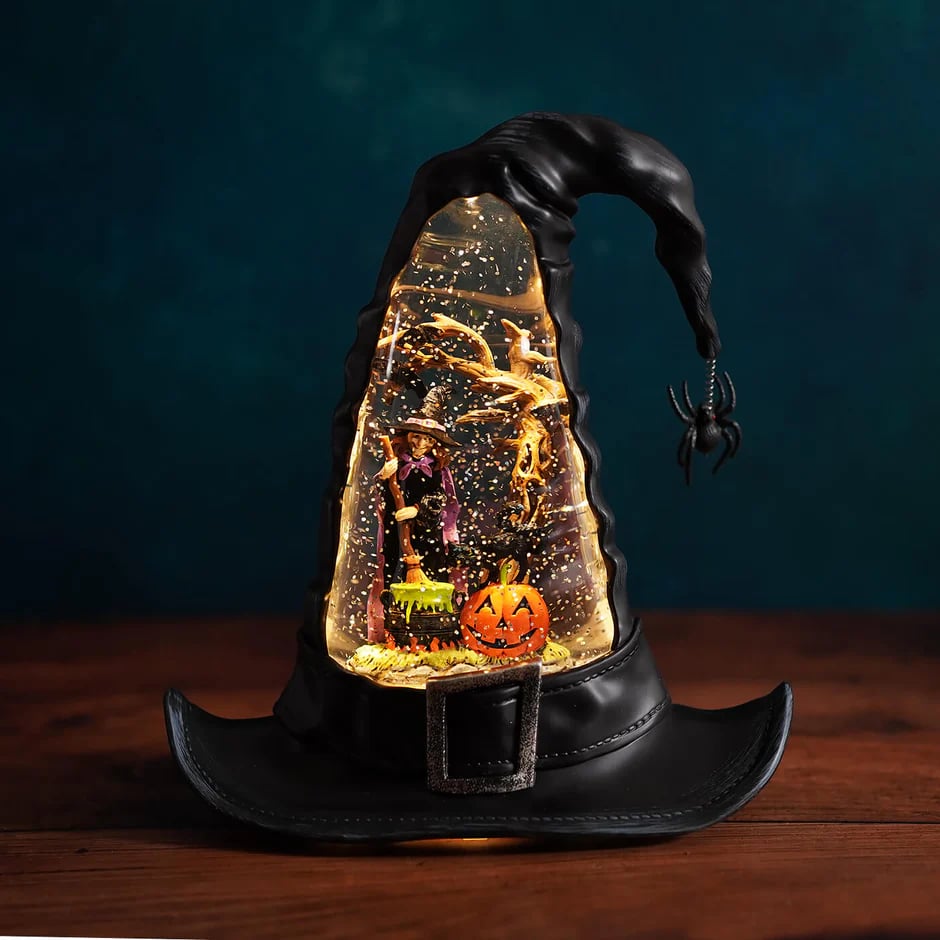 🔥HOT SALE 50% OFF 🌲Witches Hat Lighted Water Lantern With Swirling Glitter🎁