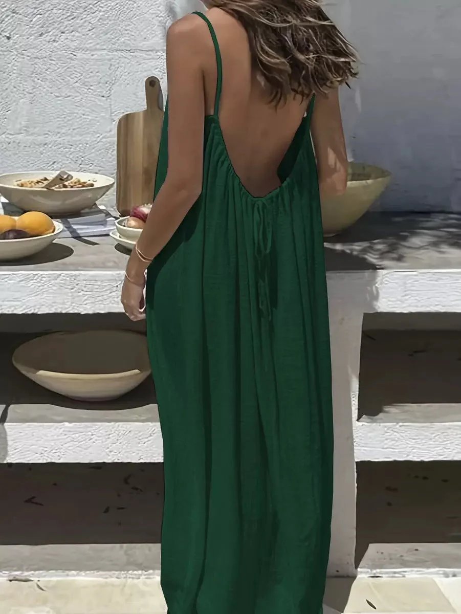 🔥LAST DAY 50% OFF - 💃Backless Spaghetti Strap Maxi Dress