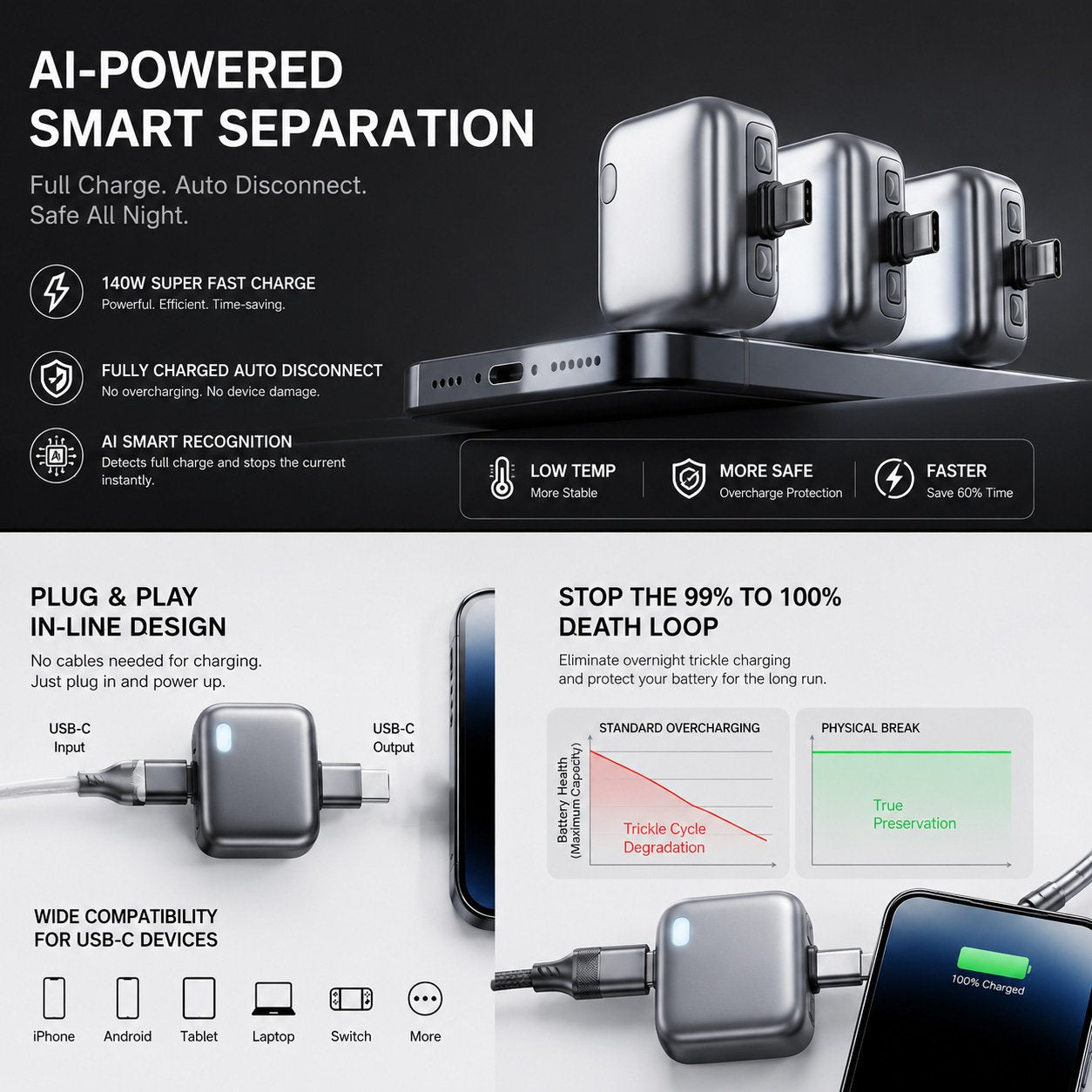 🔥LAST DAY 50% OFF🔥140W Smart Auto-Stop Charging Adapter