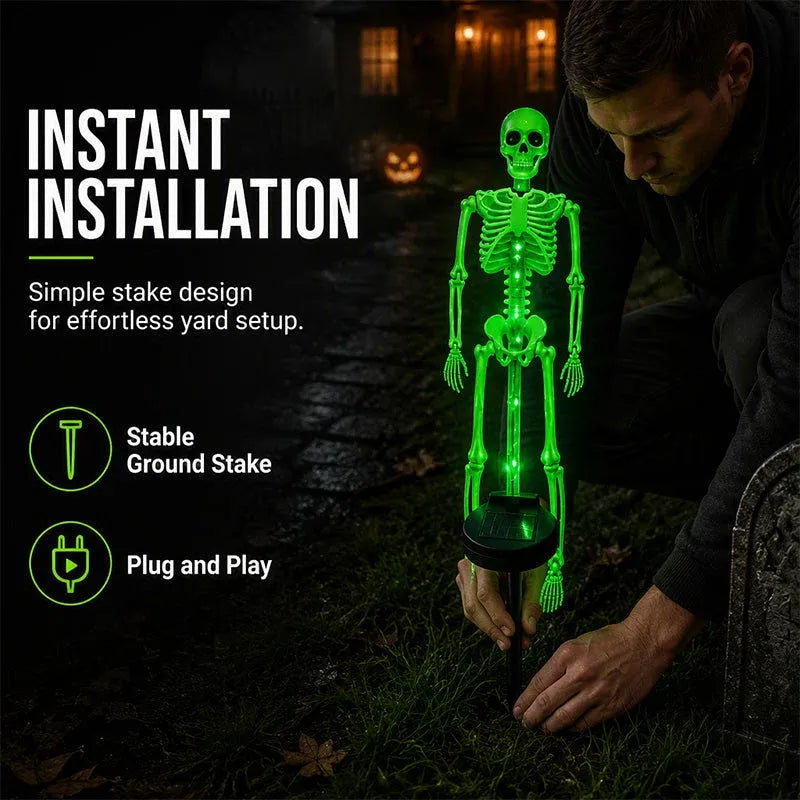 💀 Solar Skeleton Ground Stake Lights | Waterproof Outdoor Halloween Decor Lights