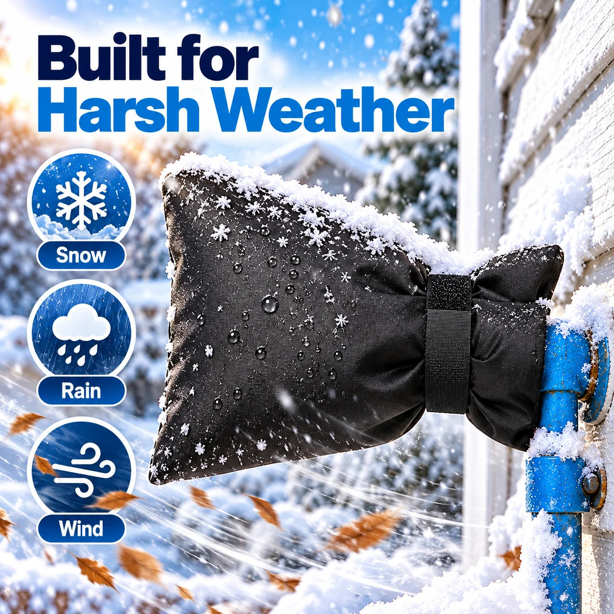 Outdoor faucet cover for snow and chilly weather