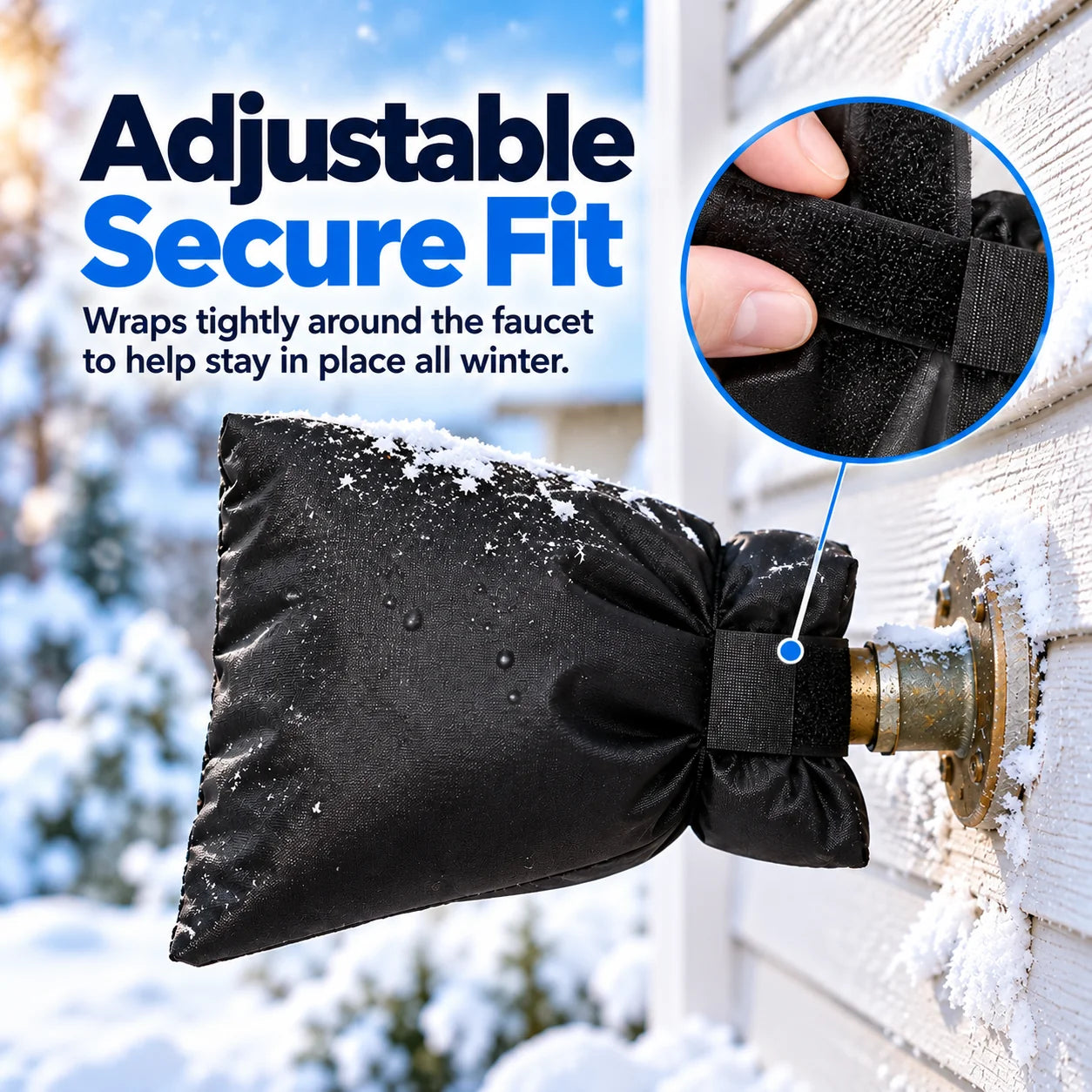 Outdoor spigot cover with adjustable fastening feature