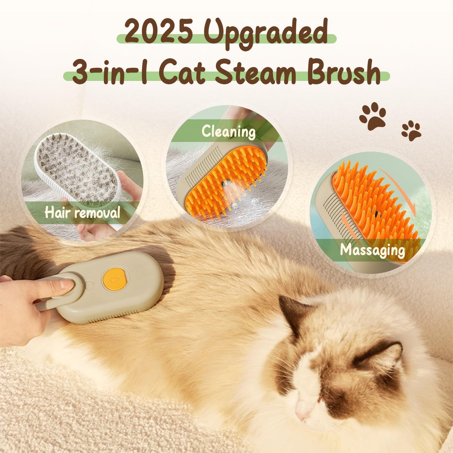 🐾 2-in-1 Steam Spray Pet Brush – Groom, Massage & Reduce Shedding in One
