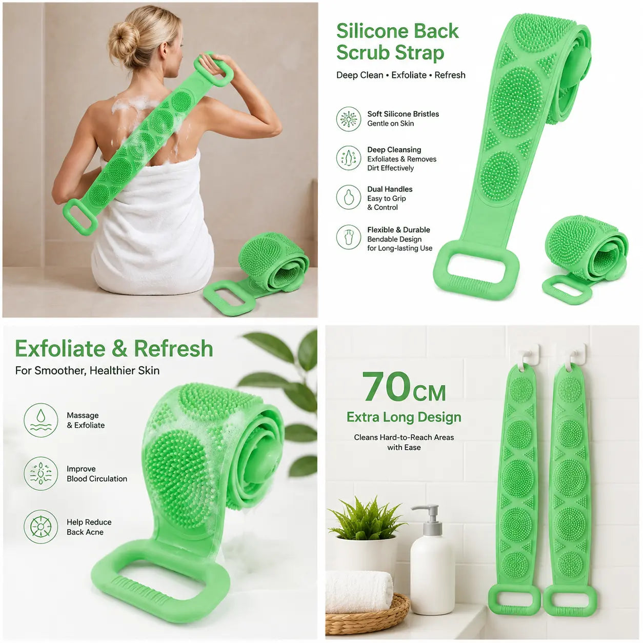 🛁Summer Limited-Time 50% OFF 💦Double-Sided Silicone Back Scrubber-Easily exfoliate dead skin